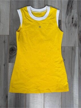 Vintage Lululemon Athletica Yellow White Trim Tank Top Size 4 Y2K Made in Canada
